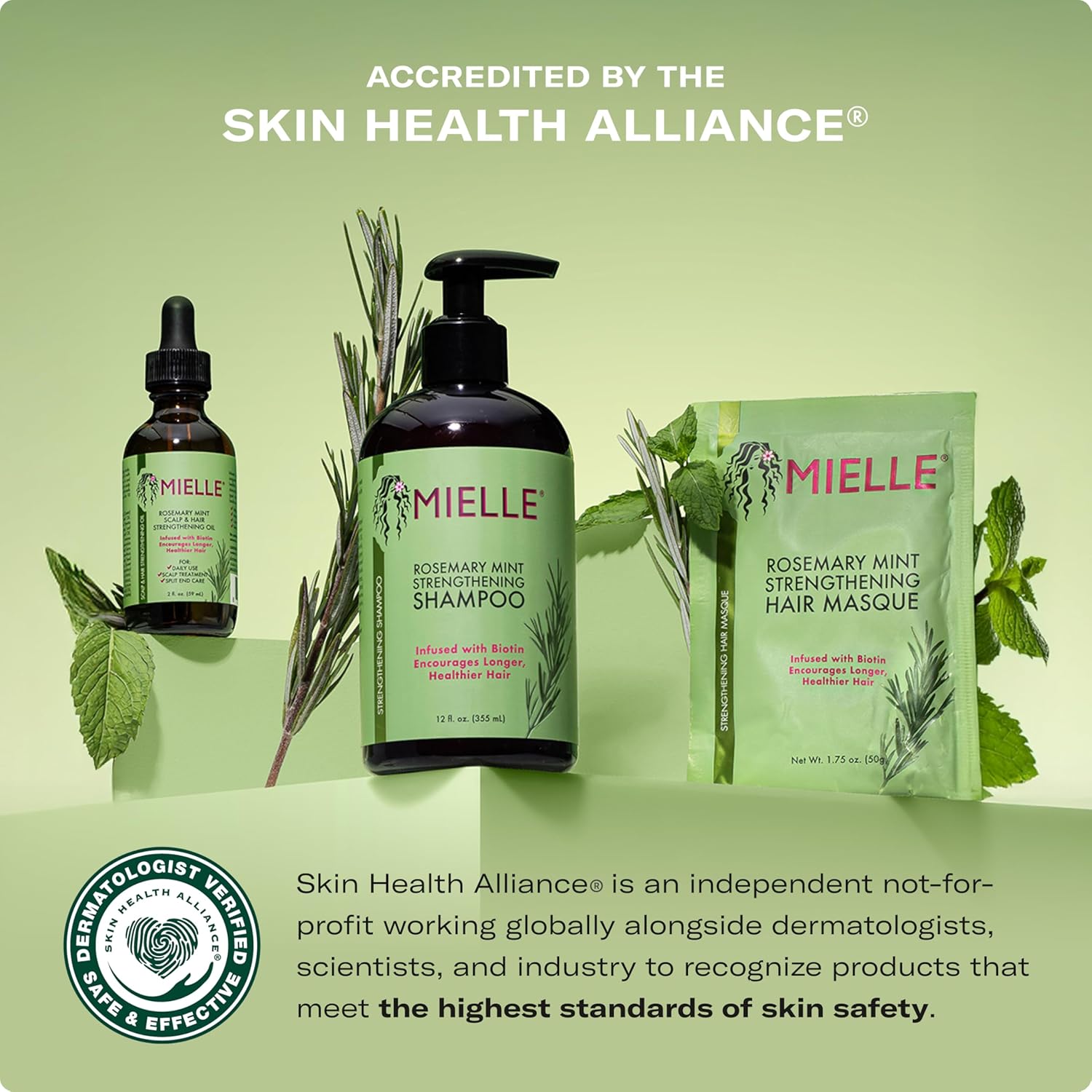 Mielle Organics Rosemary Mint Strengthening Shampoo and Conditioner Infused with Biotin, Cleanses and Helps Strengthen Weak and Brittle Hair, 12 Ounces